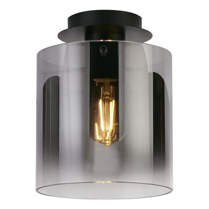 Searchlight - Plafondlamp SWEDEN 1xE27/60W/230V Ø 22 cm zwart/rookglas