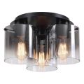 Searchlight - Plafondlamp SWEDEN 3xE27/60W/230V Ø 39 cm zwart/rookglas