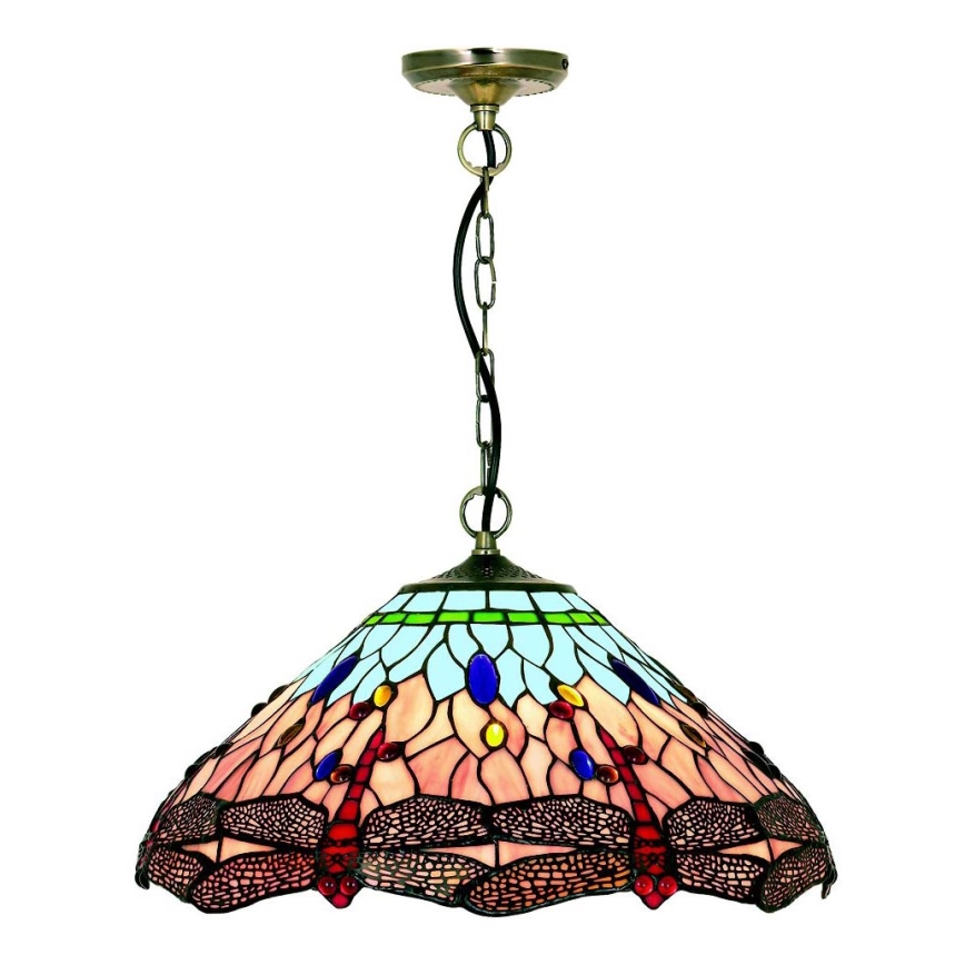 Searchlight - Tiffany Hanglamp aan een ketting LIBELLE 1xE27/60W/230V