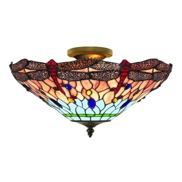 Searchlight - Tiffany plafondlamp DRAGONFLY 3xE14/40W/230V