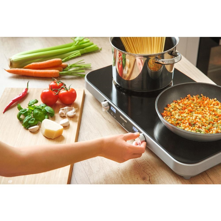 Sencor - Keramische kookplaat met twee kookzones en LCD-display 3500W/230V