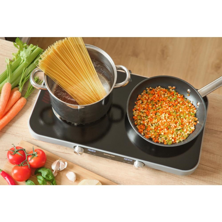 Sencor - Keramische kookplaat met twee kookzones en LCD-display 3500W/230V