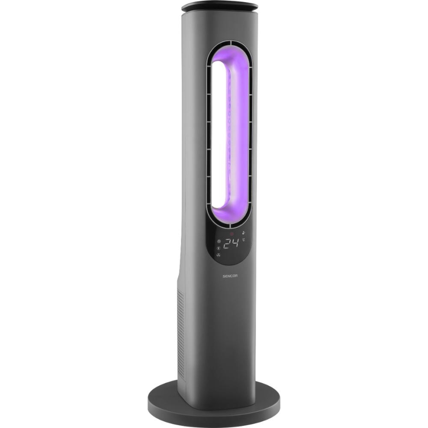 Sencor - Bladloze keramische torenventilator 1200/2000W/230V antraciet + afstandsbediening
