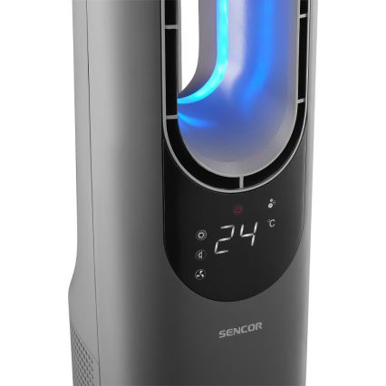 Sencor - Bladloze keramische torenventilator 1200/2000W/230V antraciet + afstandsbediening