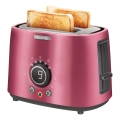 Sencor - Broodrooster met 2 sleuven en opwarmrek 1000W/230V roze