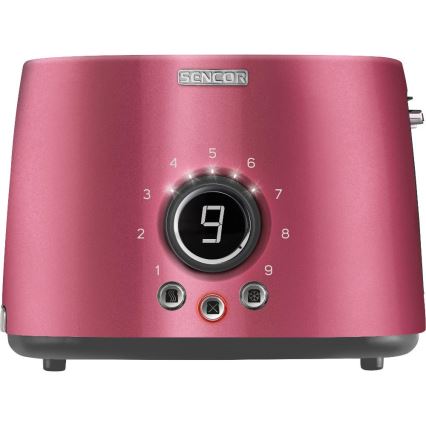 Sencor - Broodrooster met 2 sleuven en opwarmrek 1000W/230V roze