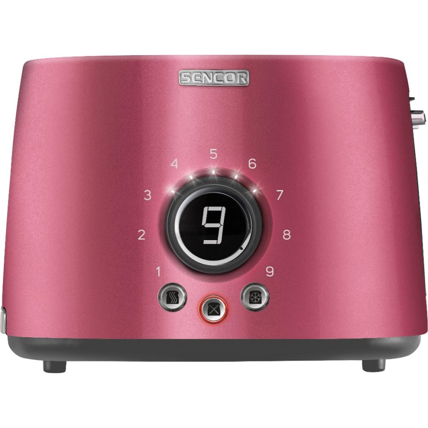 Sencor - Broodrooster met 2 sleuven en opwarmrek 1000W/230V roze