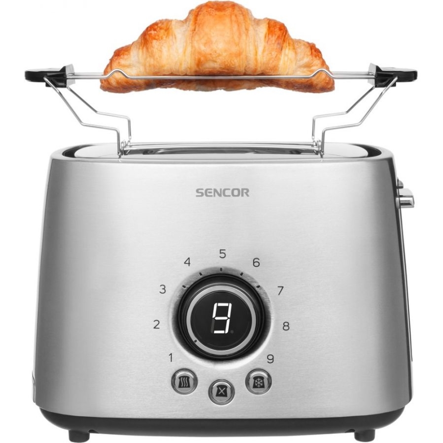 Sencor - Broodrooster met twee gaten en verwarm element 1000W/230V zilver