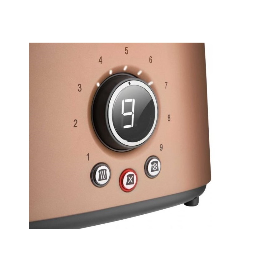 Sencor - Broodrooster met twee sleuven en opwarmrek 1000W/230V koperkleurig