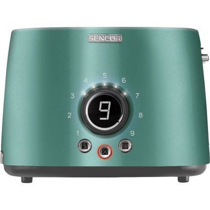 Sencor - Broodrooster met twee sleuven en opwarmrek 1000W/230V mintgroen