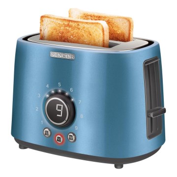 Sencor - Broodrooster met twee sleuven en opzetrooster 1000W/230V blauw
