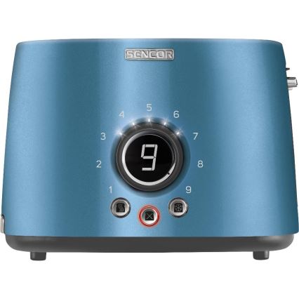 Sencor - Broodrooster met twee sleuven en opzetrooster 1000W/230V blauw
