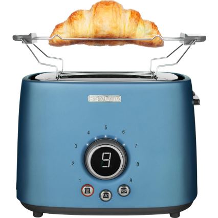 Sencor - Broodrooster met twee sleuven en opzetrooster 1000W/230V blauw