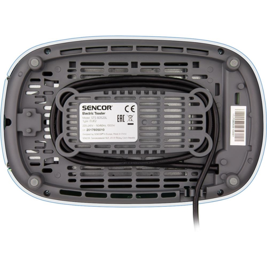Sencor - Broodrooster met twee sleuven en opzetrooster 1000W/230V blauw