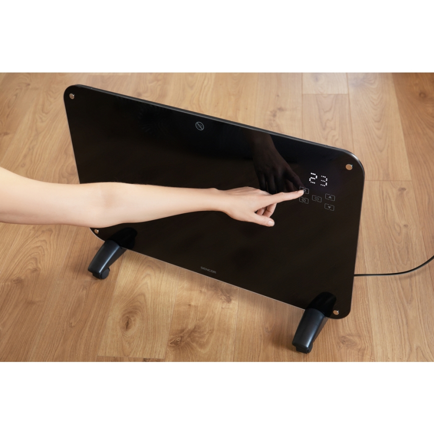 Sencor - Convectieverwarming met LCD display 750W/1500W/230V Wi-Fi Tuya IP24 + zwart + afstandsbediening