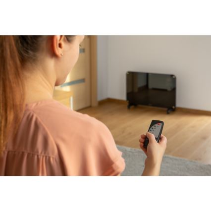 Sencor - Convectieverwarming met LCD display 750W/1500W/230V Wi-Fi Tuya IP24 + zwart + afstandsbediening