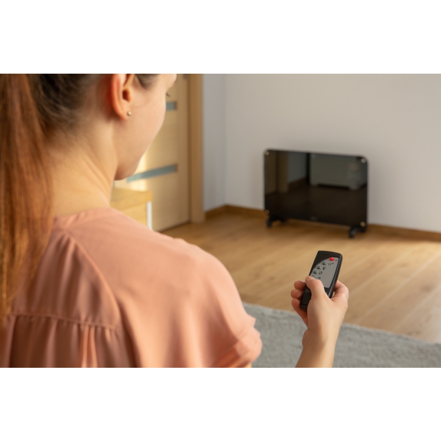 Sencor - Convectieverwarming met LCD display 750W/1500W/230V Wi-Fi Tuya IP24 + zwart + afstandsbediening