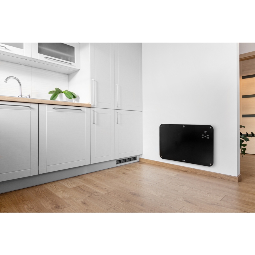 Sencor - Convectieverwarming met LCD display 750W/1500W/230V Wi-Fi Tuya IP24 + zwart + afstandsbediening