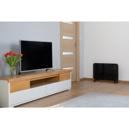 Sencor - Convectieverwarming met LCD display 750W/1500W/230V Wi-Fi Tuya IP24 + zwart + afstandsbediening