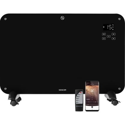 Sencor - Convectieverwarming met LCD display 750W/1500W/230V Wi-Fi Tuya IP24 + zwart + afstandsbediening
