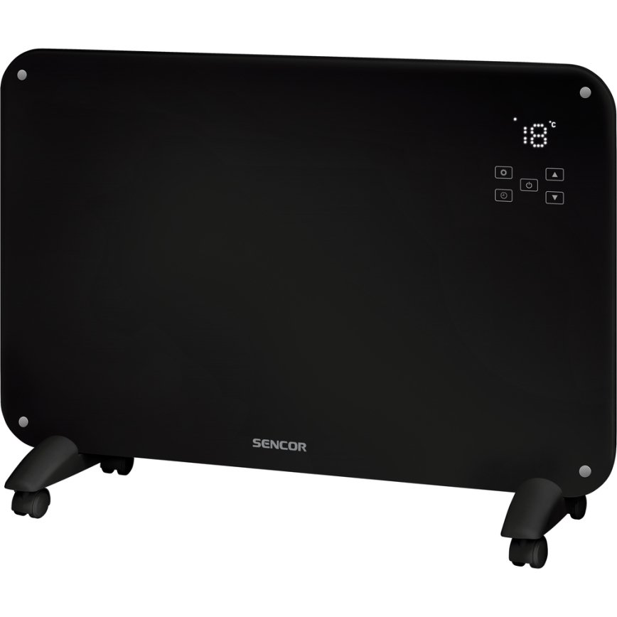 Sencor - Convectieverwarming met LCD display 750W/1500W/230V Wi-Fi Tuya IP24 + zwart + afstandsbediening