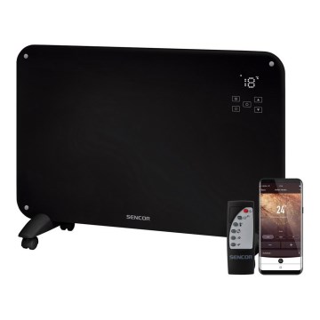 Sencor - Convectieverwarming met LCD display 750W/1500W/230V Wi-Fi Tuya IP24 + zwart + afstandsbediening