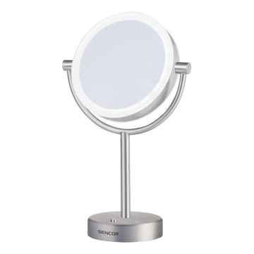 Sencor - Cosmetische spiegel met LED-verlichting LED/5W/230V roestvrij staal