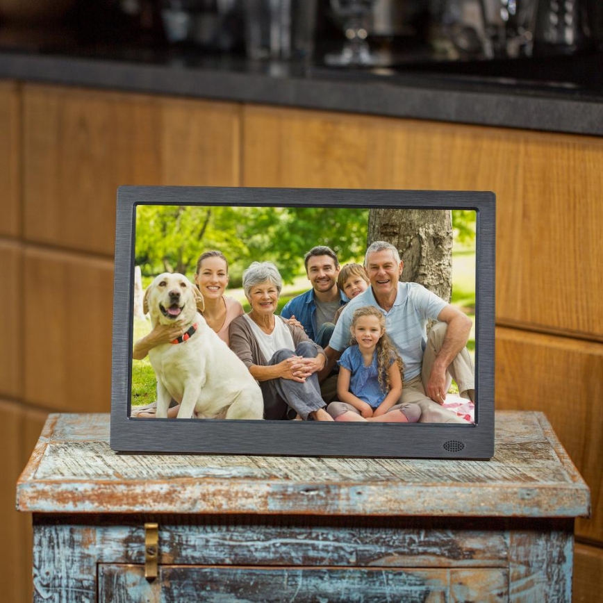 Sencor - Digitale fotolijst 13,3 met luidspreker 230V antraciet + afstandsbediening