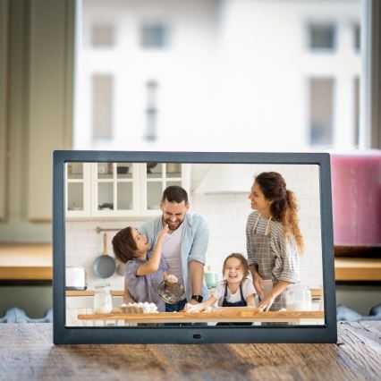 Sencor - Digitale fotolijst 15,4 met luidspreker 230V zwart + afstandsbediening