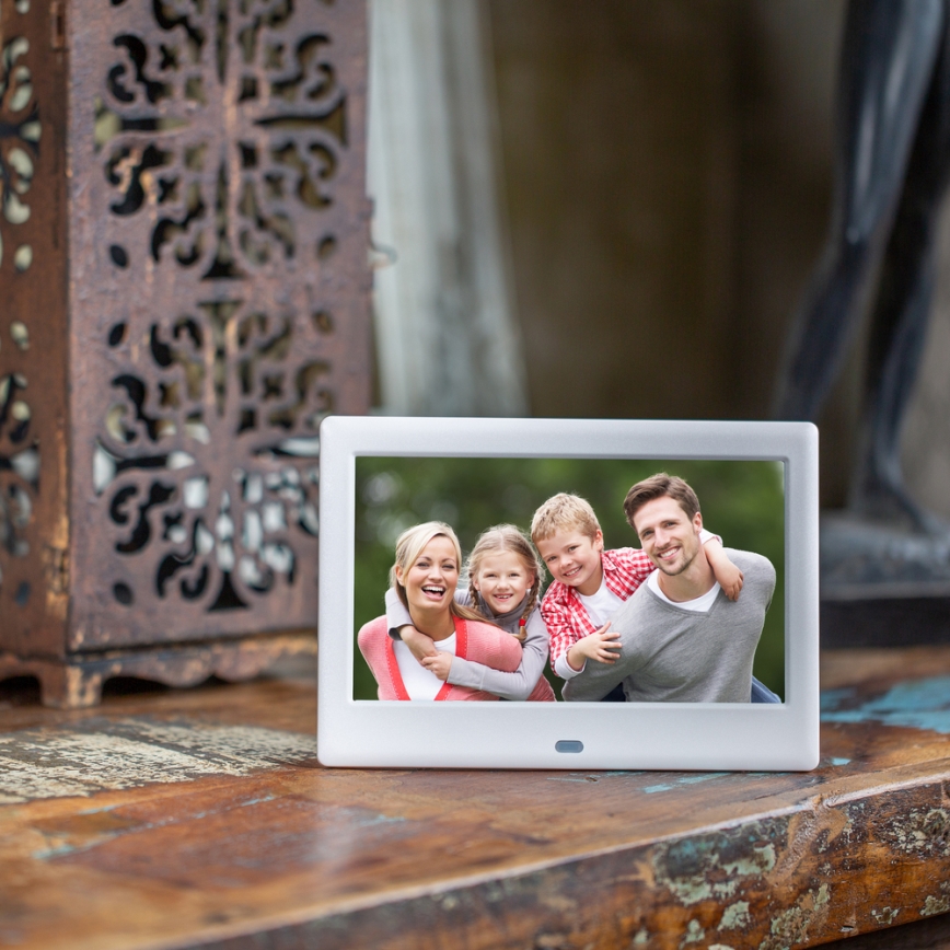 Sencor - Digitale fotolijst 7 met luidspreker, 230V, wit + afstandsbediening