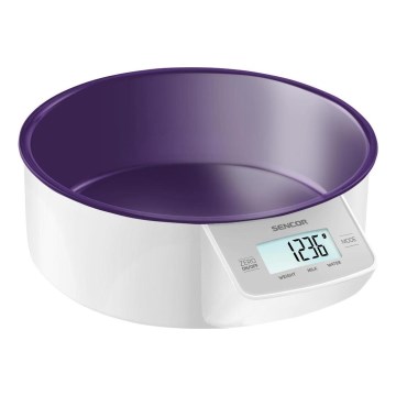 Sencor - Digitale keukenweegschaal 2xAAA wit/paars