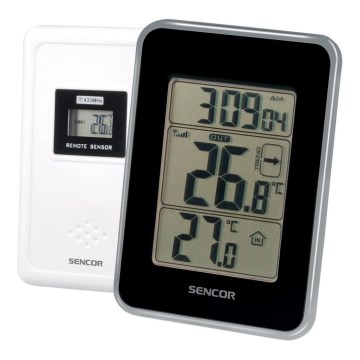 Sencor - Digitale Thermometer met Draadloze Sensor 2xAAA zwart