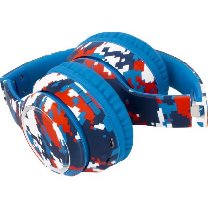 Sencor - Draadloze hoofdtelefoon met microfoon  3,7V/400 mAh blauw/rood