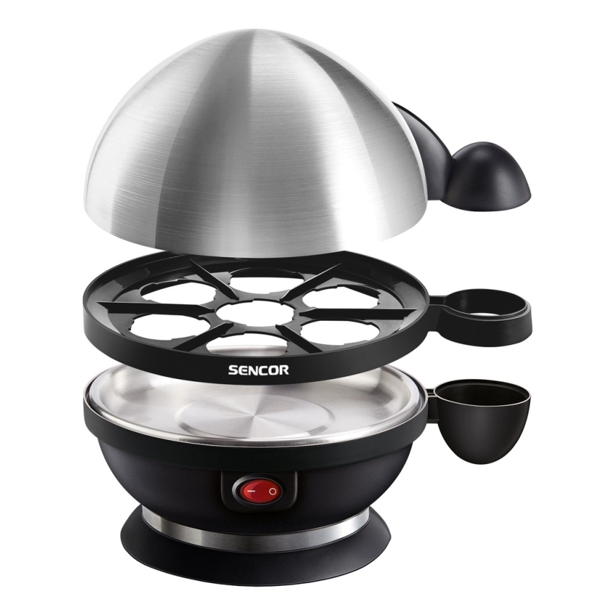 Sencor - Eierkoker 320-380W/230V zwart/mat chroom