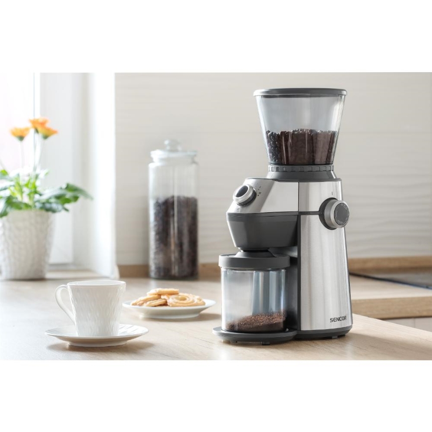 Sencor - Elektrische koffiebonenmolen 350 g 150W/230V roestvrij
