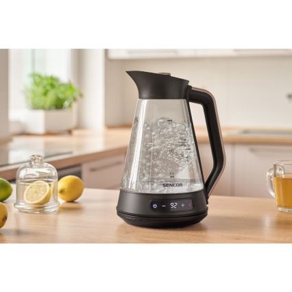 Sencor - Elektrische waterkoker met temperatuurregeling 1,5 l 2150 W/230 V zwart/roségoud
