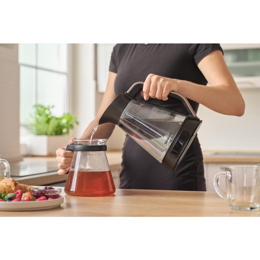 Sencor - Elektrische waterkoker met temperatuurregeling 1,5 l 2150 W/230 V zwart/roségoud