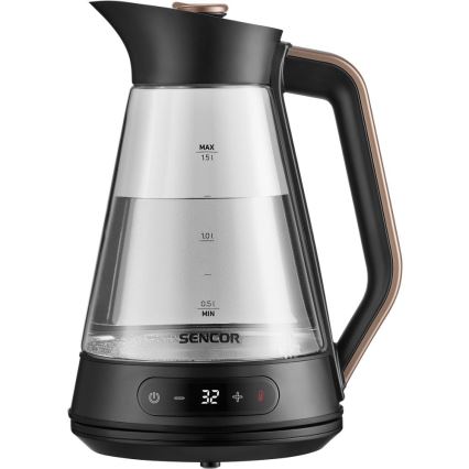Sencor - Elektrische waterkoker met temperatuurregeling 1,5 l 2150 W/230 V zwart/roségoud