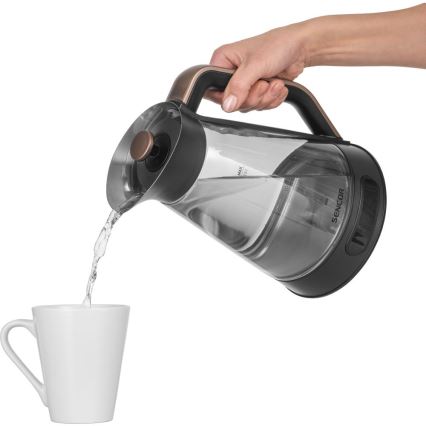 Sencor - Elektrische waterkoker met temperatuurregeling 1,5 l 2150 W/230 V zwart/roségoud