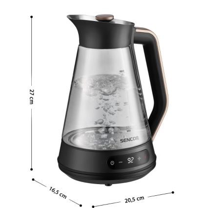 Sencor - Elektrische waterkoker met temperatuurregeling 1,5 l 2150 W/230 V zwart/roségoud