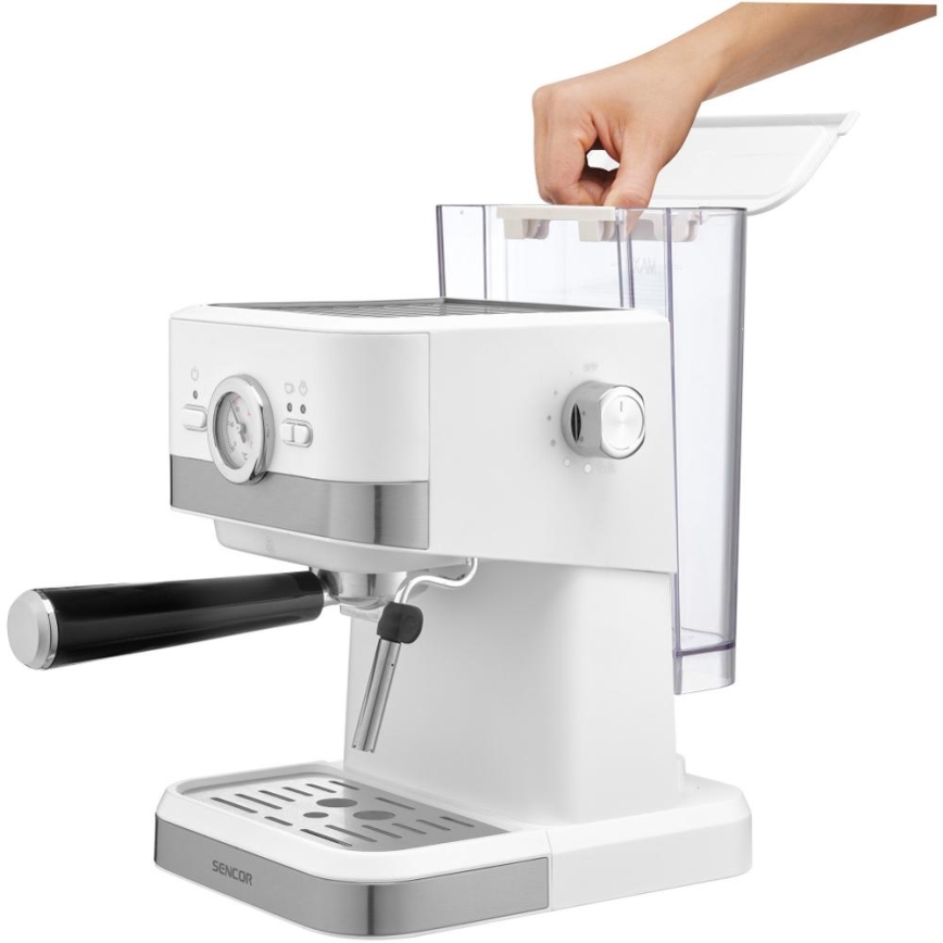 Sencor - Espressomachine met hendel 1050W/230V wit/mat chroom