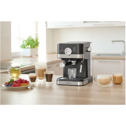 Sencor - Espressomachine met hendel 1050W/230V zwart/mat chroom