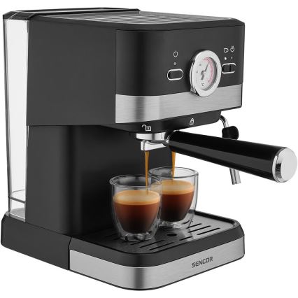 Sencor - Espressomachine met hendel 1050W/230V zwart/mat chroom