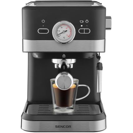 Sencor - Espressomachine met hendel 1050W/230V zwart/mat chroom