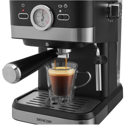 Sencor - Espressomachine met hendel 1050W/230V zwart/mat chroom