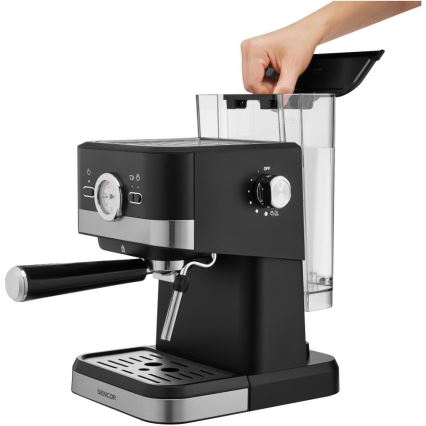 Sencor - Espressomachine met hendel 1050W/230V zwart/mat chroom