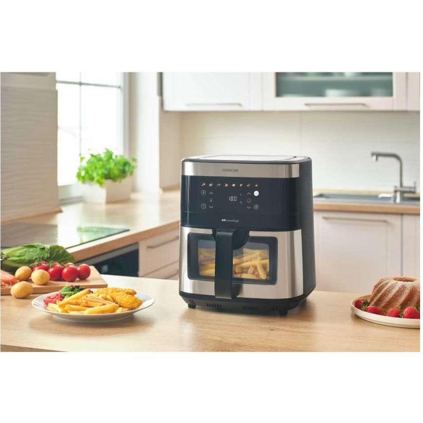 Sencor - Heteluchtfriteuse 9 l 1700W/230V zwart/mat chroom