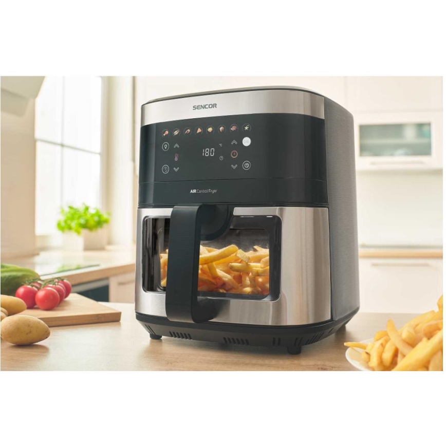 Sencor - Heteluchtfriteuse 9 l 1700W/230V zwart/mat chroom