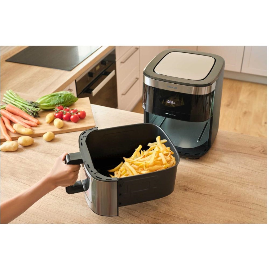 Sencor - Heteluchtfriteuse 9 l 1700W/230V zwart/mat chroom