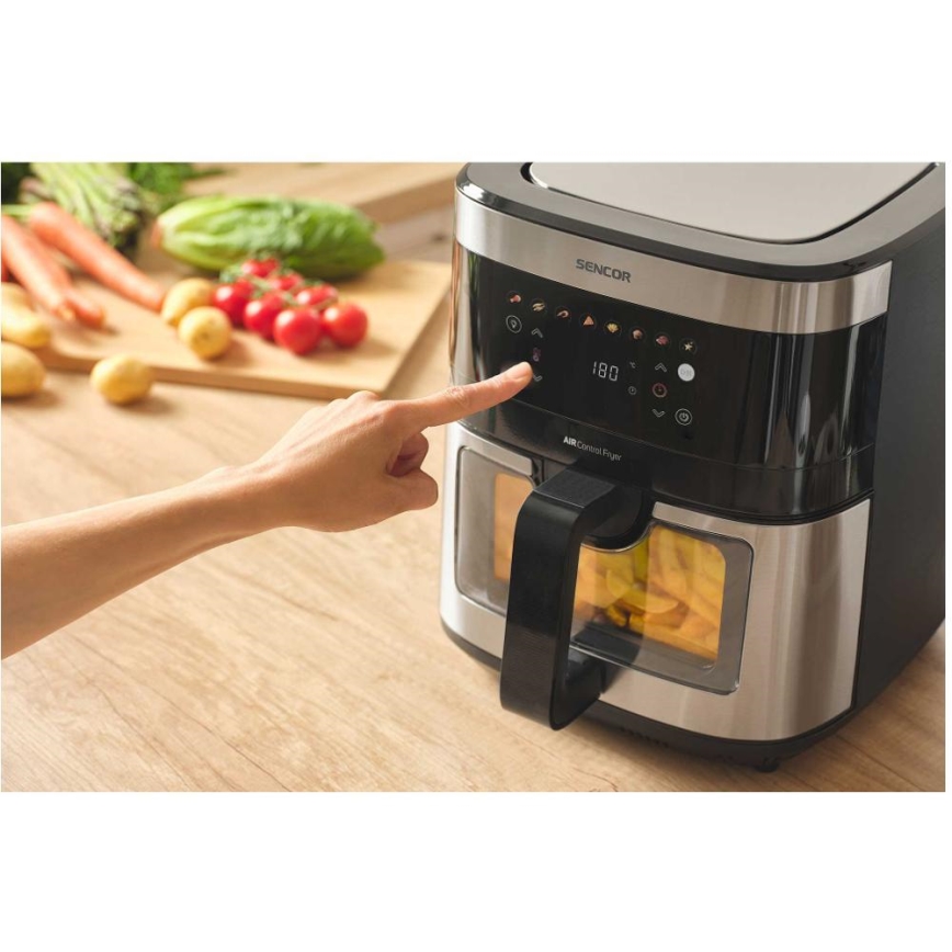 Sencor - Heteluchtfriteuse 9 l 1700W/230V zwart/mat chroom